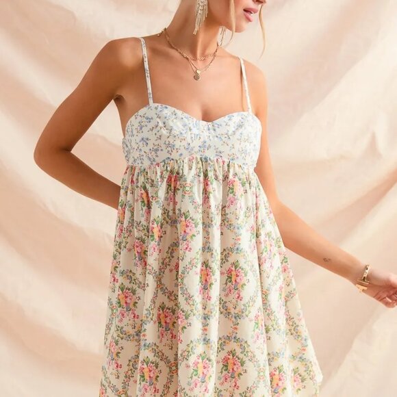 SO‎ ME Mixed Floral Print Sleeveless Mini Dress - Picture 4 of 11